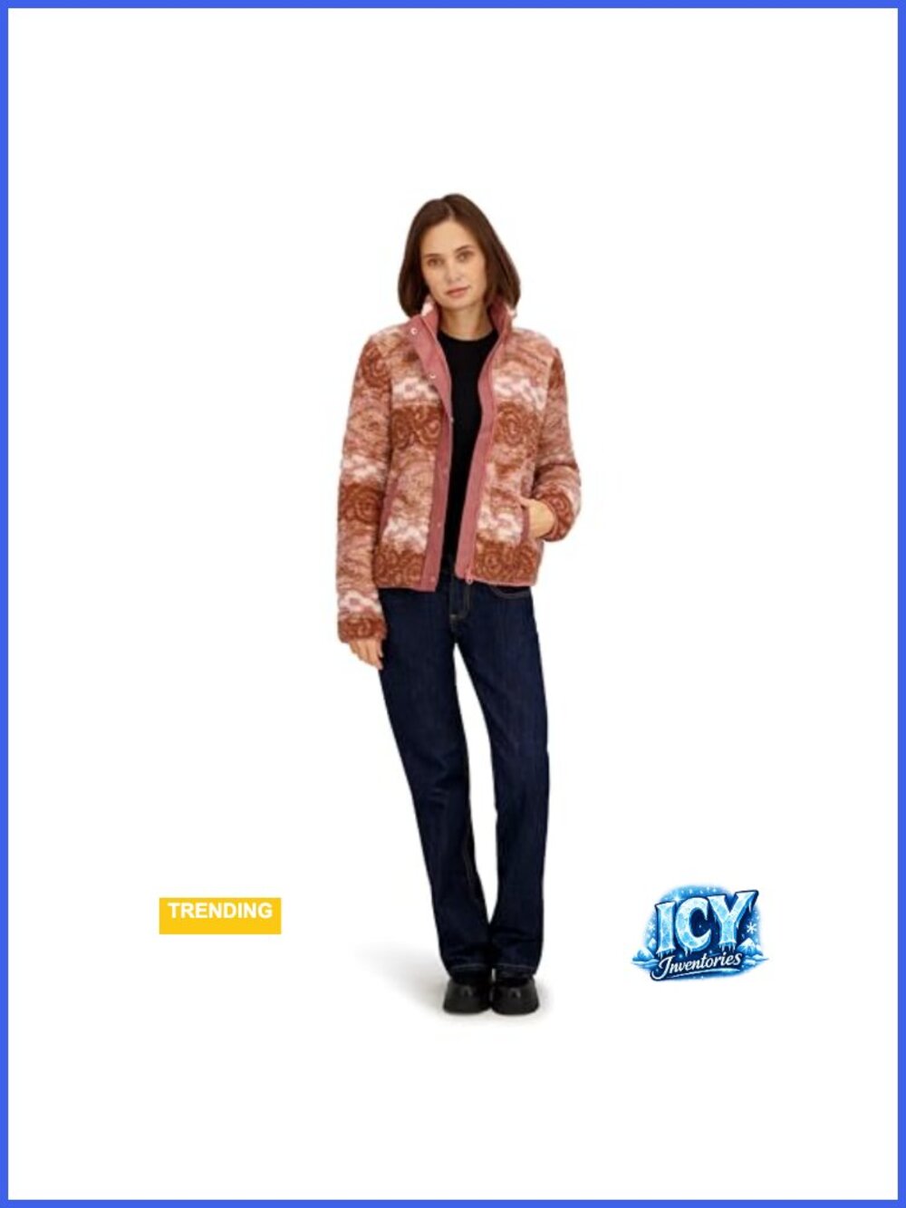 Billabong Full Zip Sherpa Aztec Print Jacket Fleece